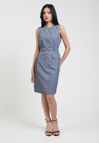 Callista Belted Sleeveless Dress