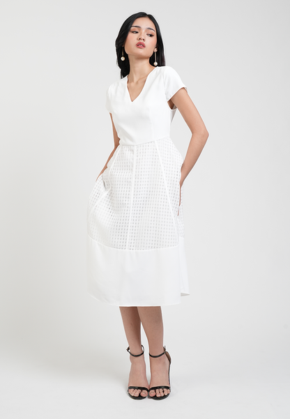 Portia V-neck Mesh Detail Dress