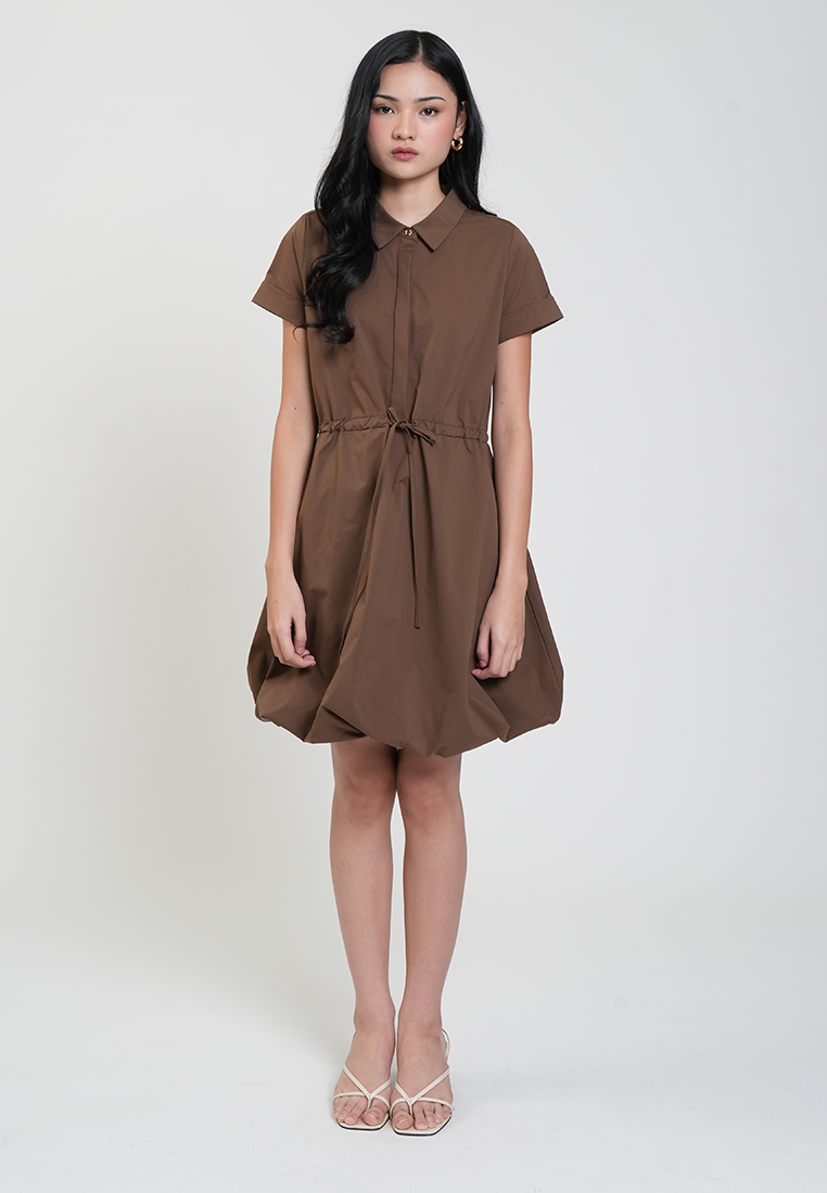 Misty Collared Drawstring Bubble Hem Dress