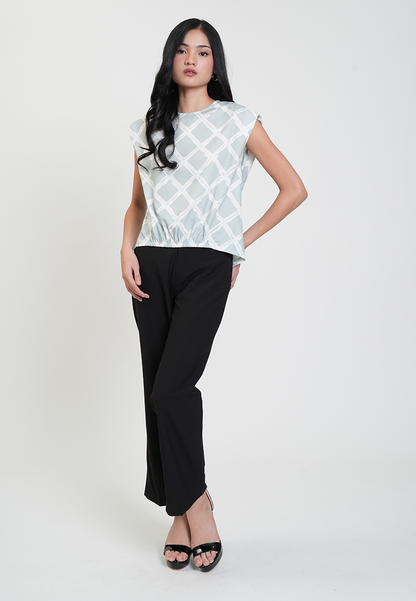 Tonie Cap Sleeves Checkered Blouse