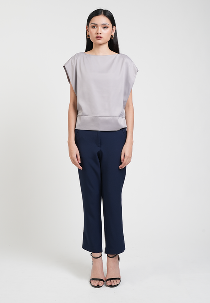 Felicity Bateau Neck Silk-Finish Blouse