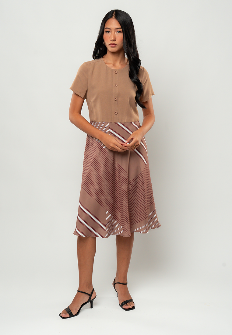 Czari Modern Elegance Button-Front A-Line Dress