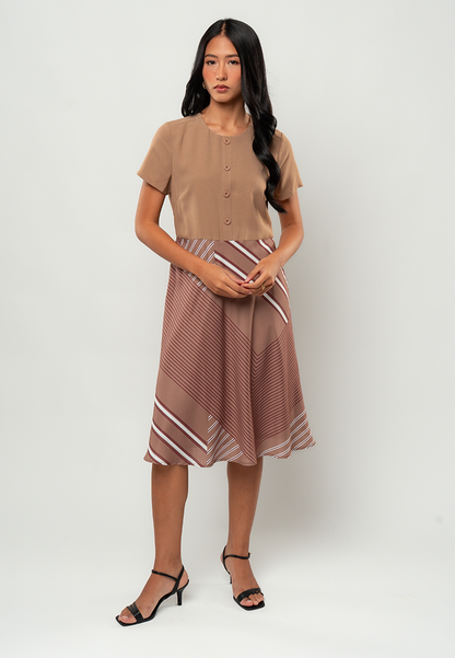 Czari Modern Elegance Button-Front A-Line Dress