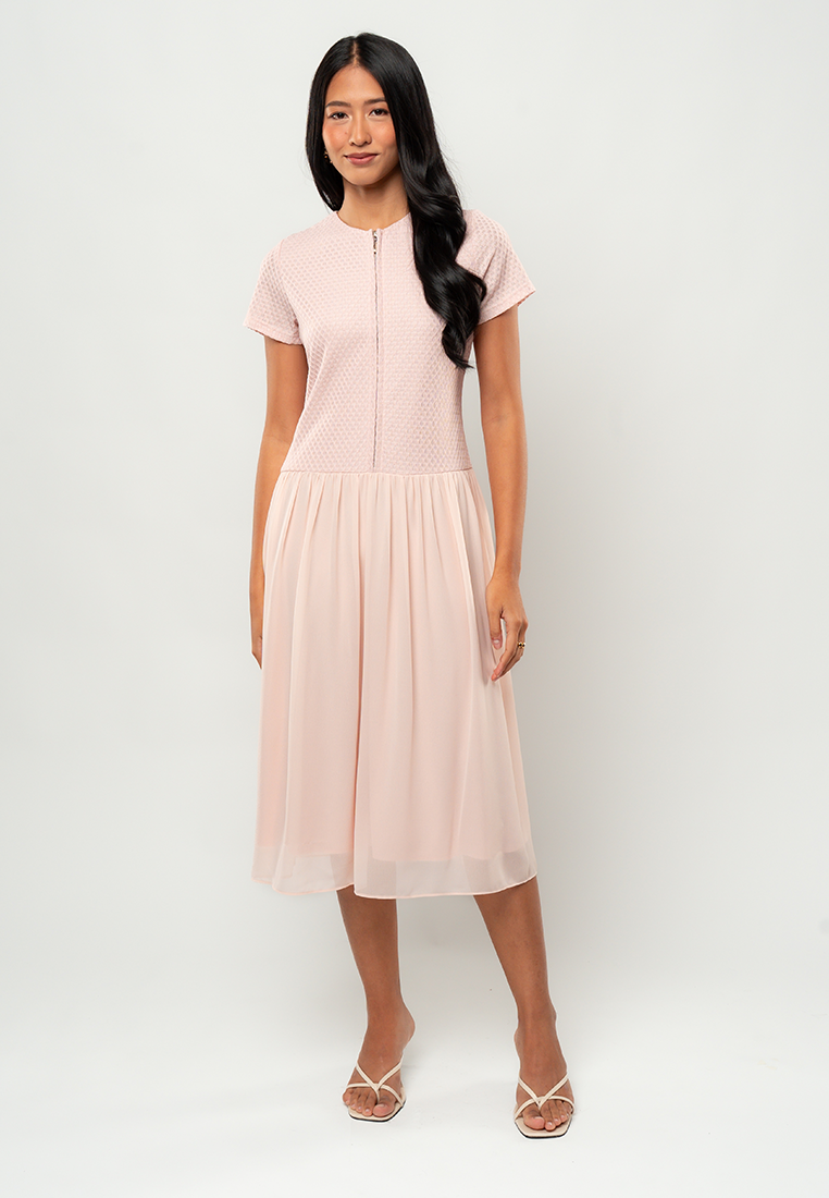 Marielle Textured Dropwaist Midi Dress