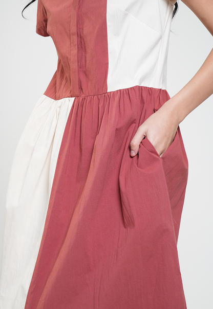 Caitlyn Colorblock Collared A-Line Dress