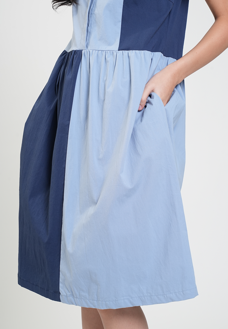 Caitlyn Colorblock Collared A-Line Dress