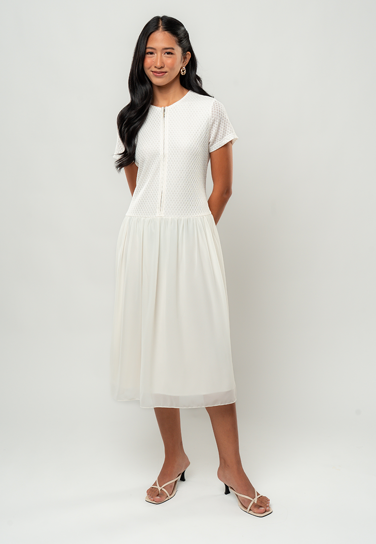 Marielle Textured Dropwaist Midi Dress