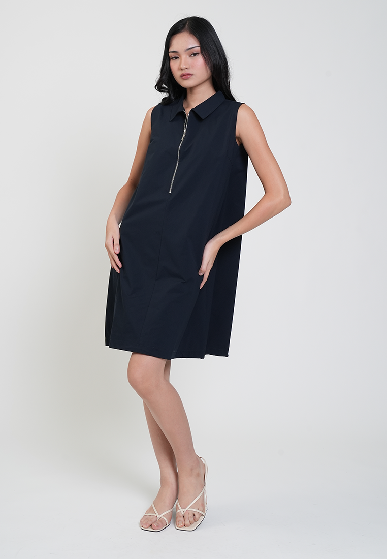Cleo Collared Zipper Sleeveless Shift Dress