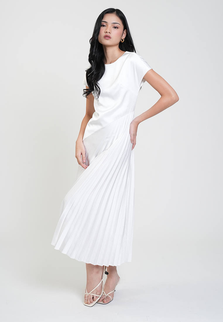 Fleur Asymmetric Pleated Midi Dress