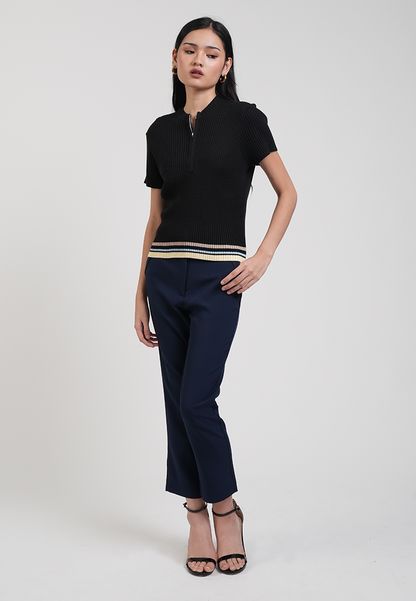 Sheen Quarter-Zip Sporty Knit Top
