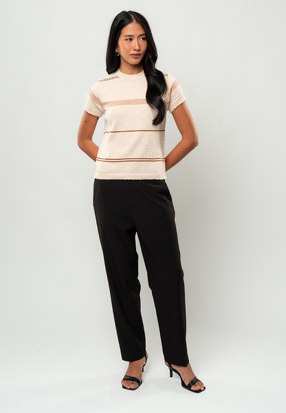Rachel Textured Stripe Short Sleeve Top