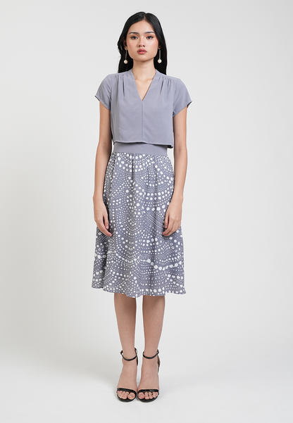 Callista Layered Dotted Print Midi Dress