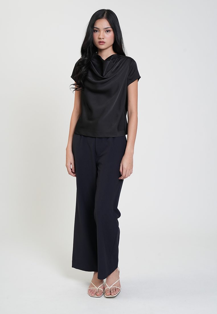 Martina Drape Neck Satin Blouse