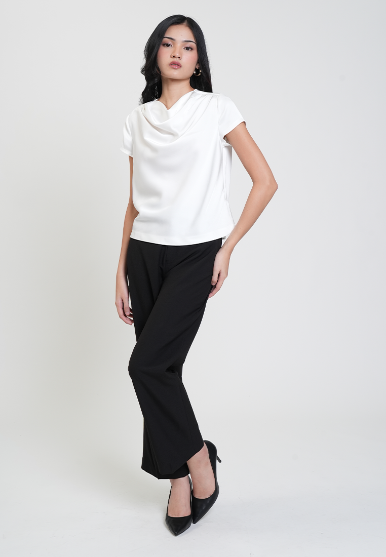 Martina Drape Neck Satin Blouse