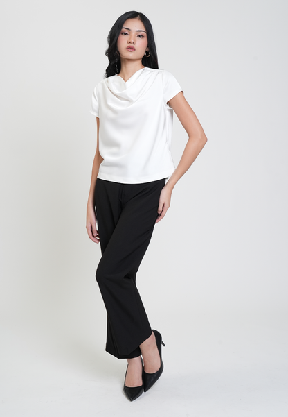 Martina Drape Neck Satin Blouse