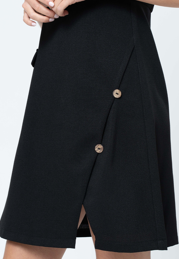 Havenly Tweed Shift Dress with Skirt Flap and Button Detial