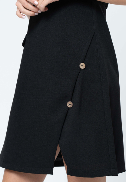 Havenly Tweed Shift Dress with Skirt Flap and Button Detial