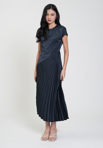 Fleur Asymmetric Pleated Midi Dress
