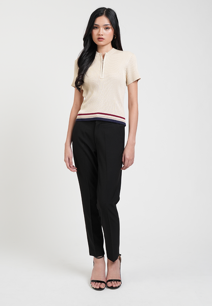 Sheen Quarter-Zip Sporty Knit Top
