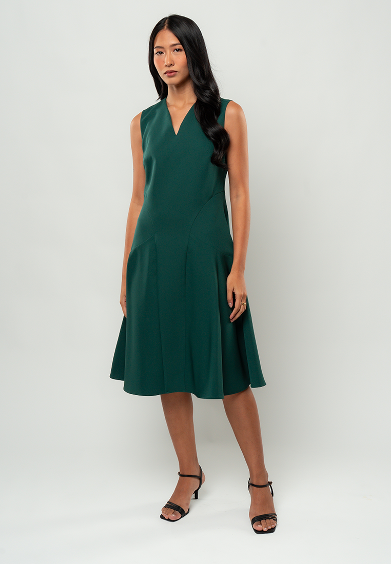 Noa A-Line Dress with Notched V-Neck