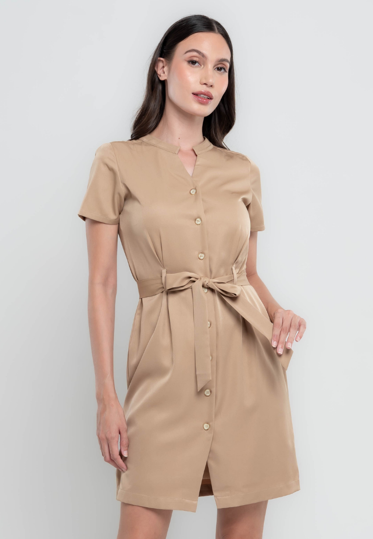 Front Ribbon Semi-A line Dress