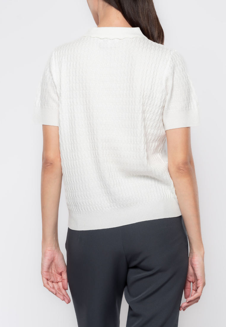 Yvonne Collared Textured Knit Top