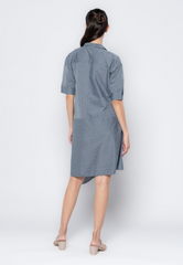 Asymmetrical Micro Print Shirt Dress