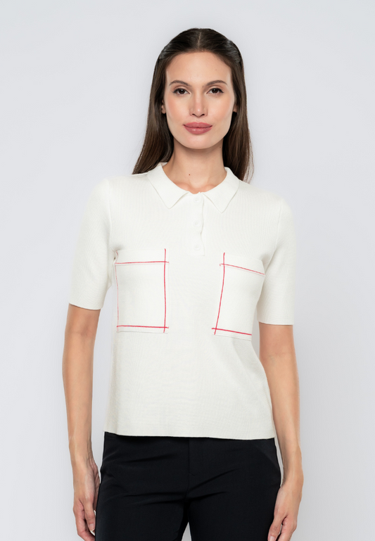 Callie Boxy Collared Flat knit Blouse