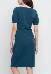 Vanessa Square Neckline Pencil Cut Dress with Ruched Detail