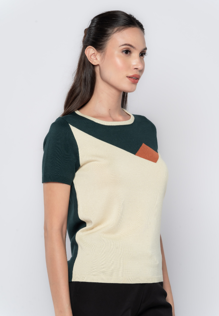 Geo Play Color Blocking Knit Top