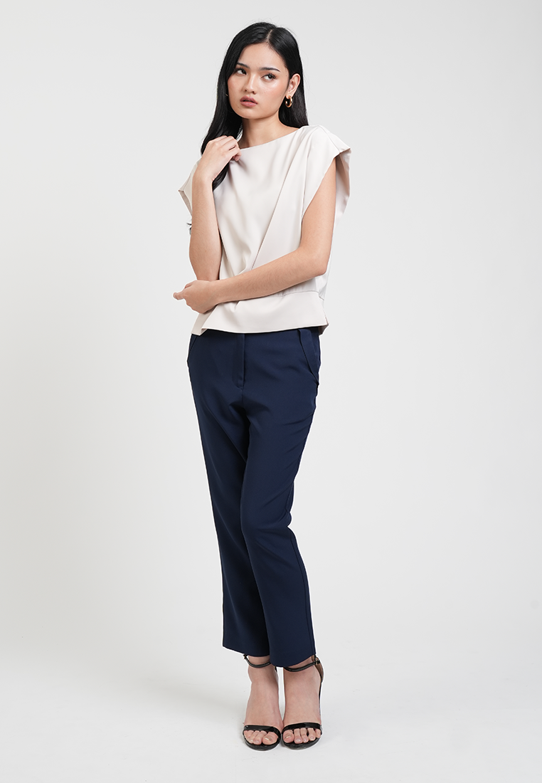 Felicity Bateau Neck Silk-Finish Blouse