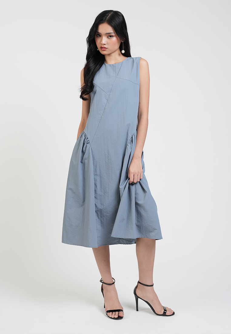 Reign Textured Side Pleat A-line Dress