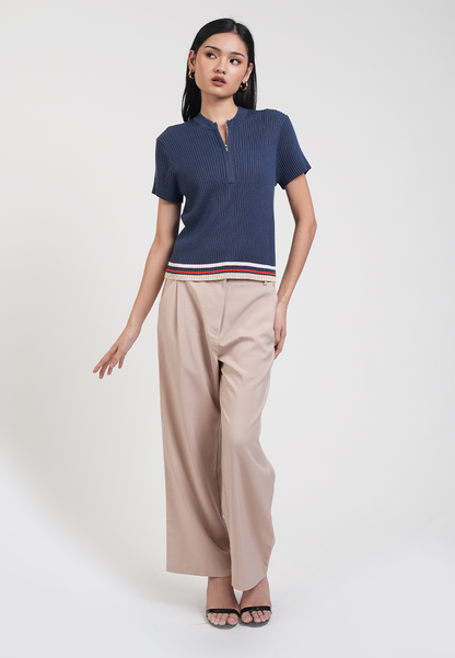 Sheen Quarter-Zip Sporty Knit Top