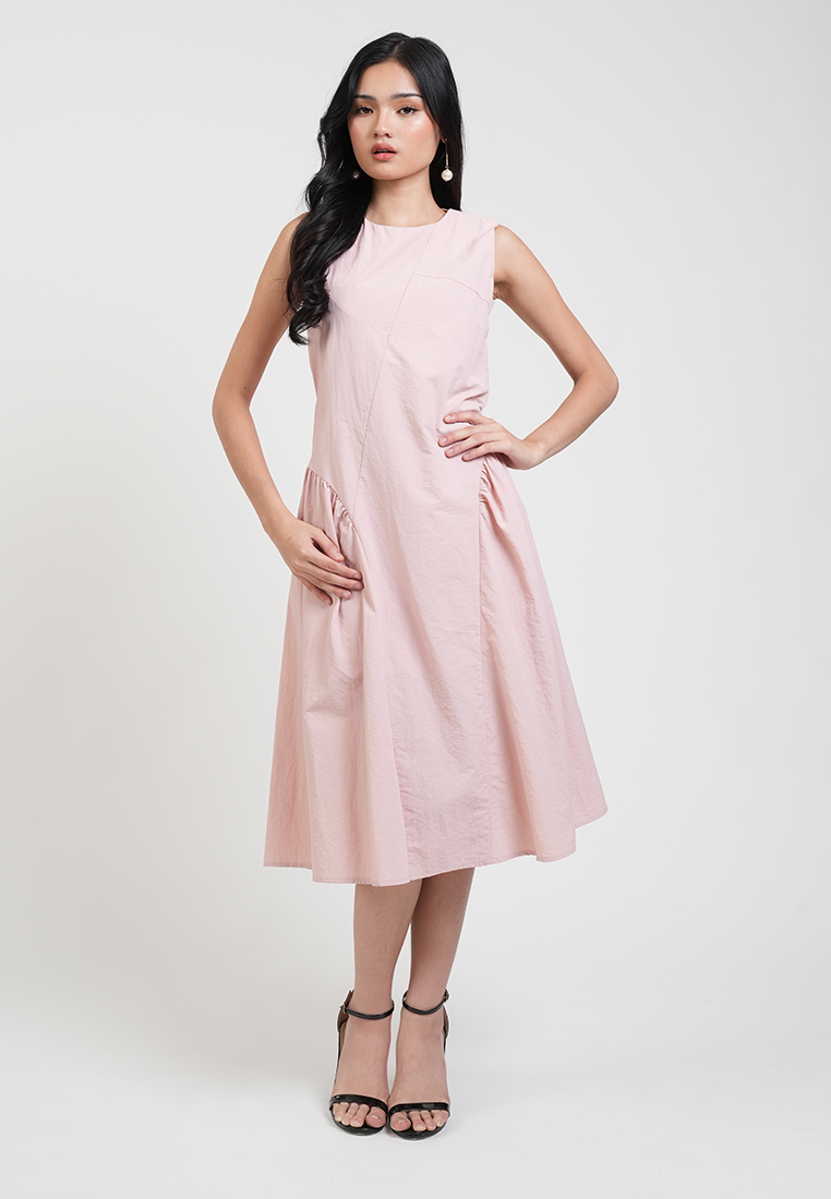 Reign Textured Side Pleat A-line Dress