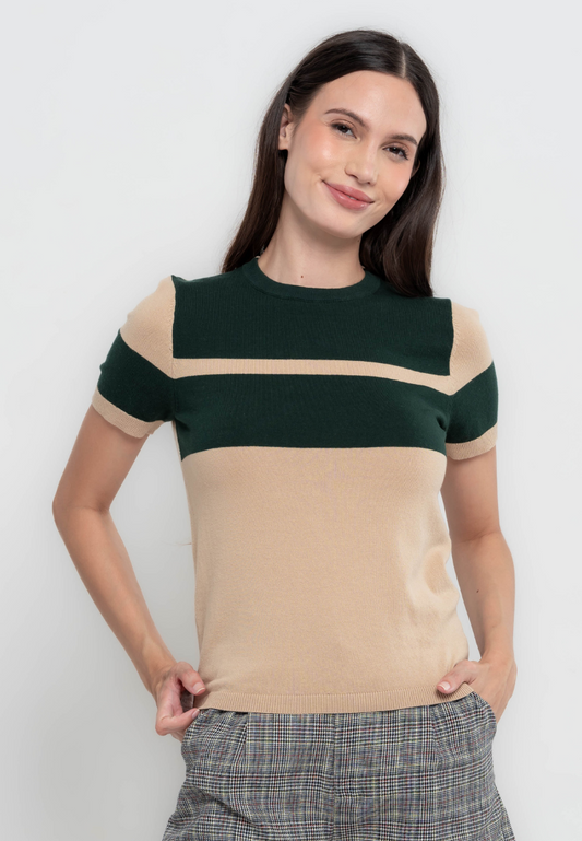 Bettina Two-Tone Flatknit Top