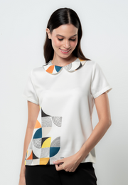 Shelly Abstract Graphic Collared Top