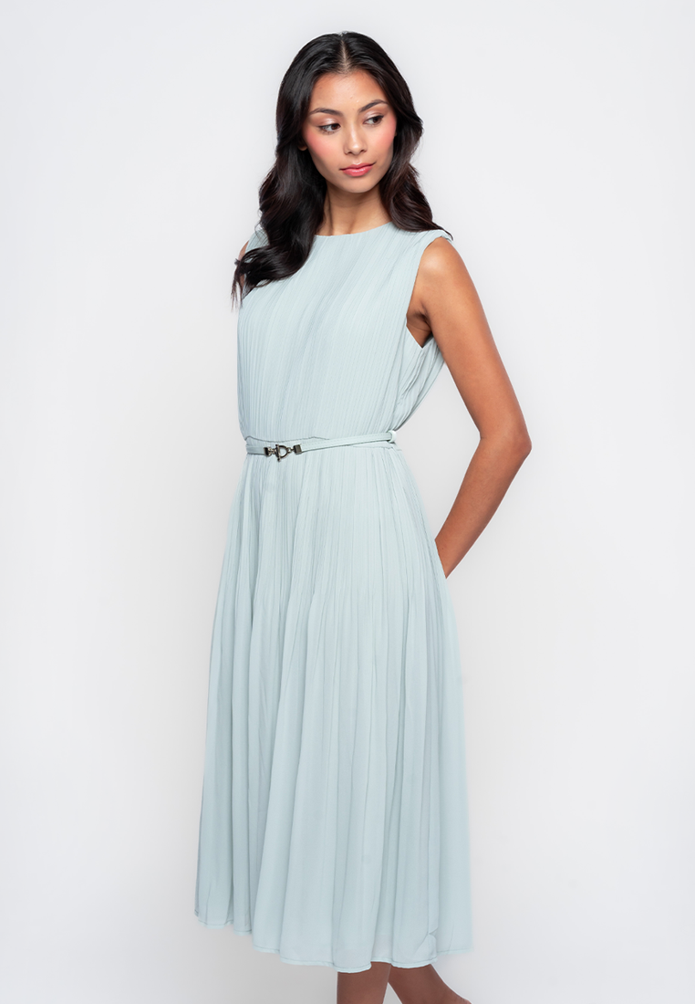 Milan Full Pleated Dress with Adjustable Belt