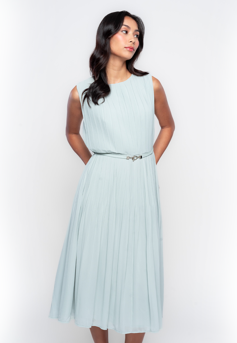 Milan Full Pleated Dress with Adjustable Belt