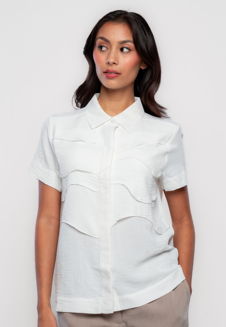 Tierre Collared Blouse with Layered Details