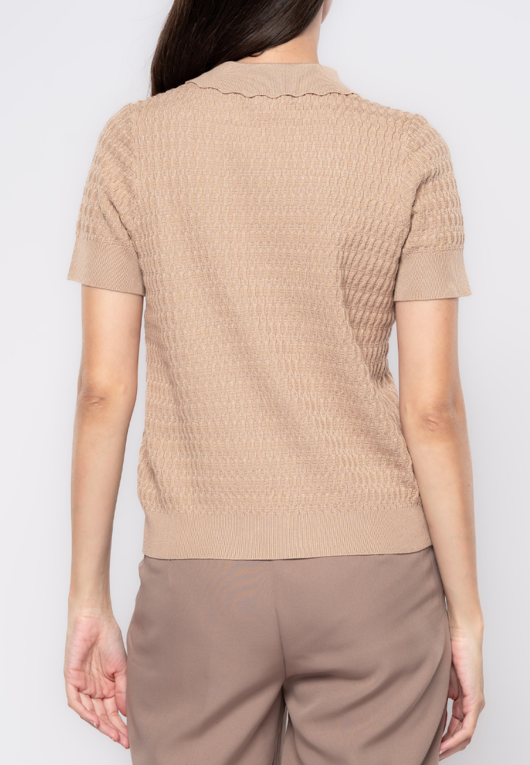 Yvonne Collared Textured Knit Top