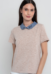 Melody Harp Embroidery Collared T-Shirt