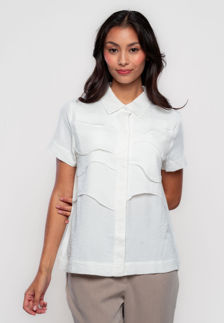 Tierre Collared Blouse with Layered Details