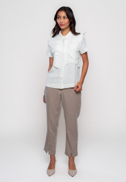 Tierre Collared Blouse with Layered Details