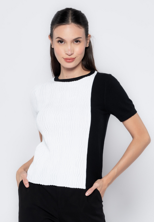 Color Blocking Textured Flat Knit