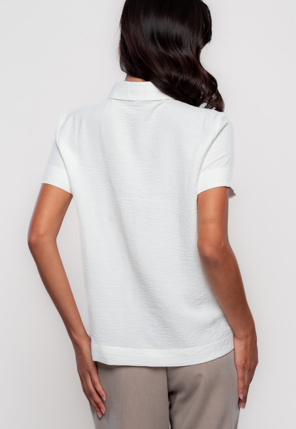 Tierre Collared Blouse with Layered Details