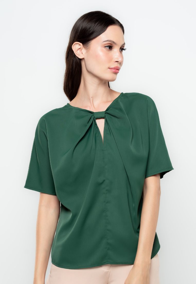 Milca V-Knot Peek-a-boo Blouse