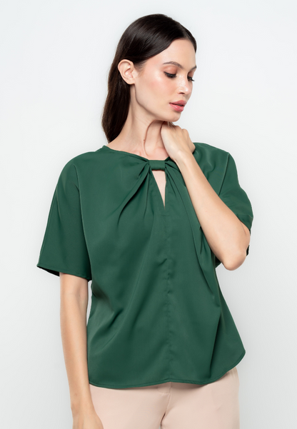 Milca V-Knot Peek-a-boo Blouse