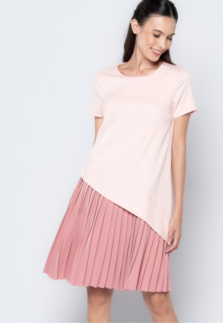 Two Tone Pleated Skirt Dress