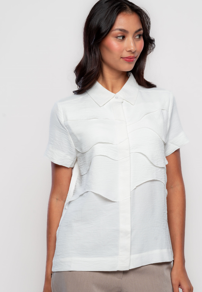 Tierre Collared Blouse with Layered Details