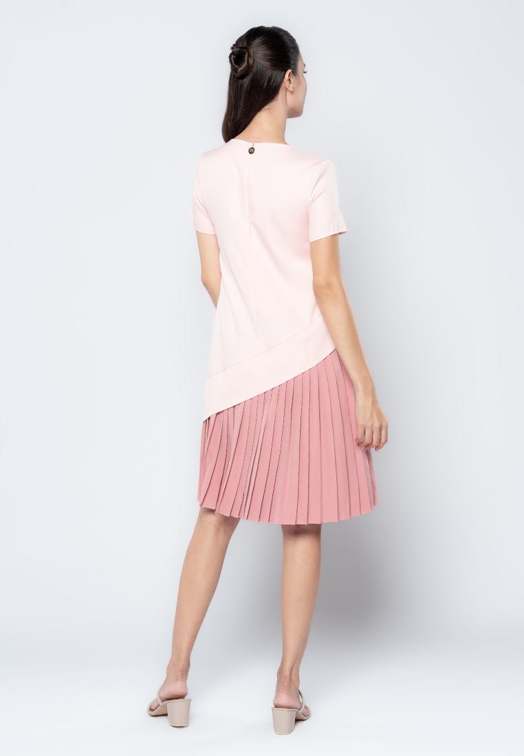 Two Tone Pleated Skirt Dress